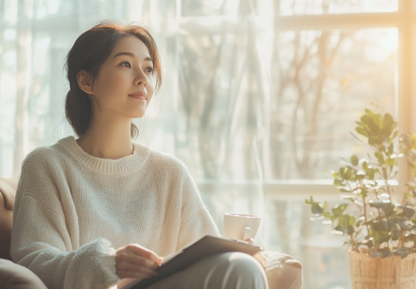 恋愛について考えている女性のイメージ