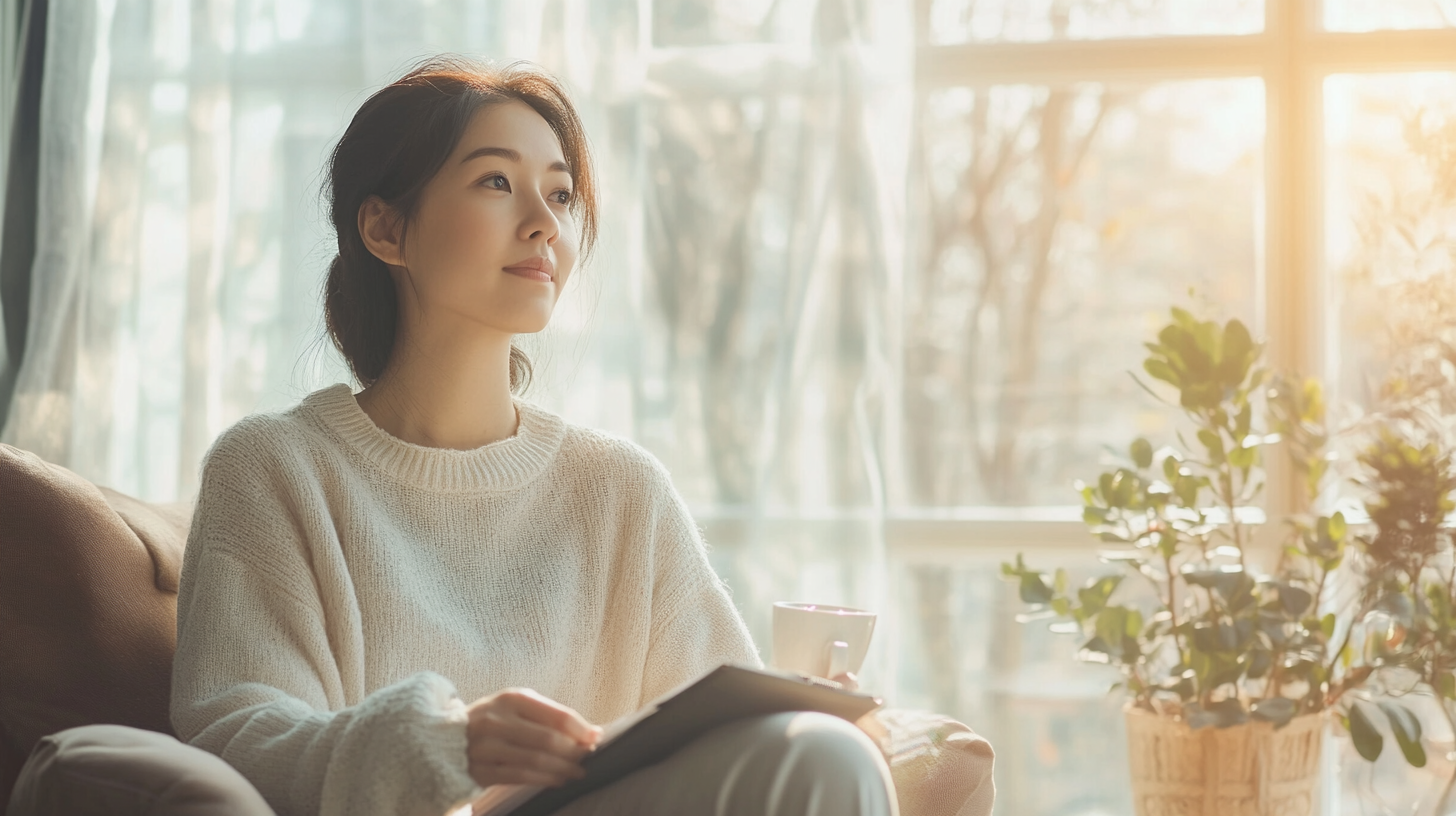 恋愛について考えている女性のイメージ